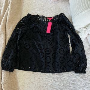 Lilly Pulitzer nwt black eyelet top size small